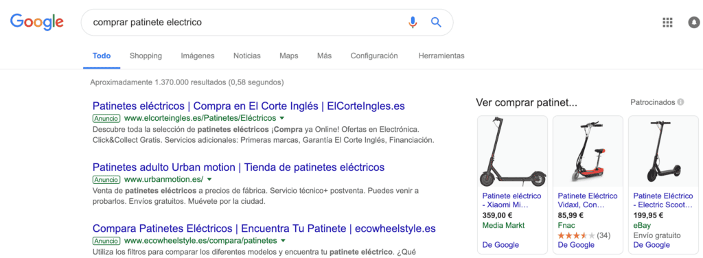 google shopping precio