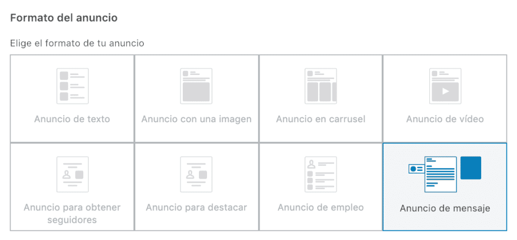 formato linkedin inmails o anuncio de mensaje