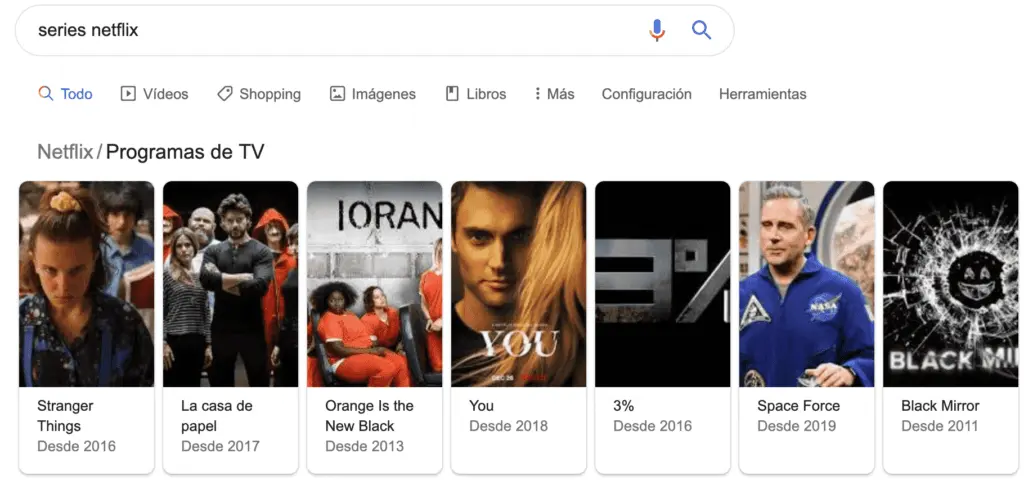 búsqueda en google series netflix