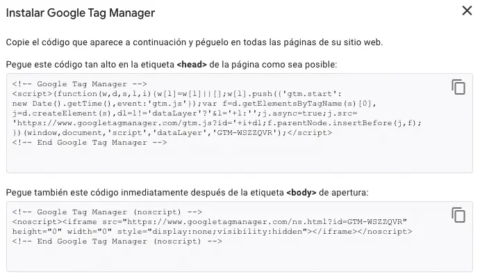 Configurar Google Tag Manager en Wordpress - Paso 2