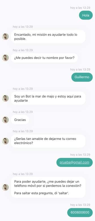 Ejemplo de conversación