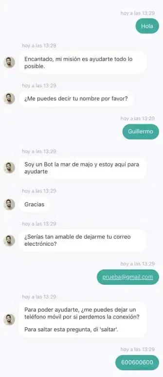 Ejemplo de conversación