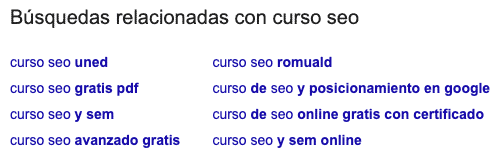 Las búsquedas relacionadas como herramienta de palabras clave