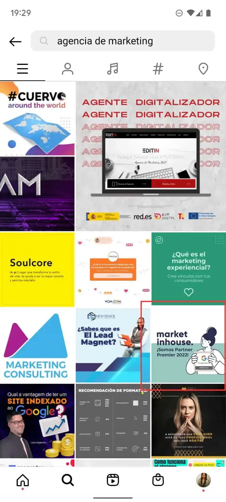 SEO en Instagram: funcionalidad de búsqueda por palabra clave