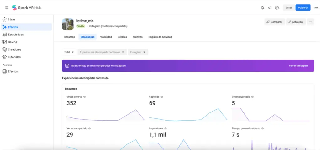 Conoce las estadísticas de tus filtros con Spark Hub