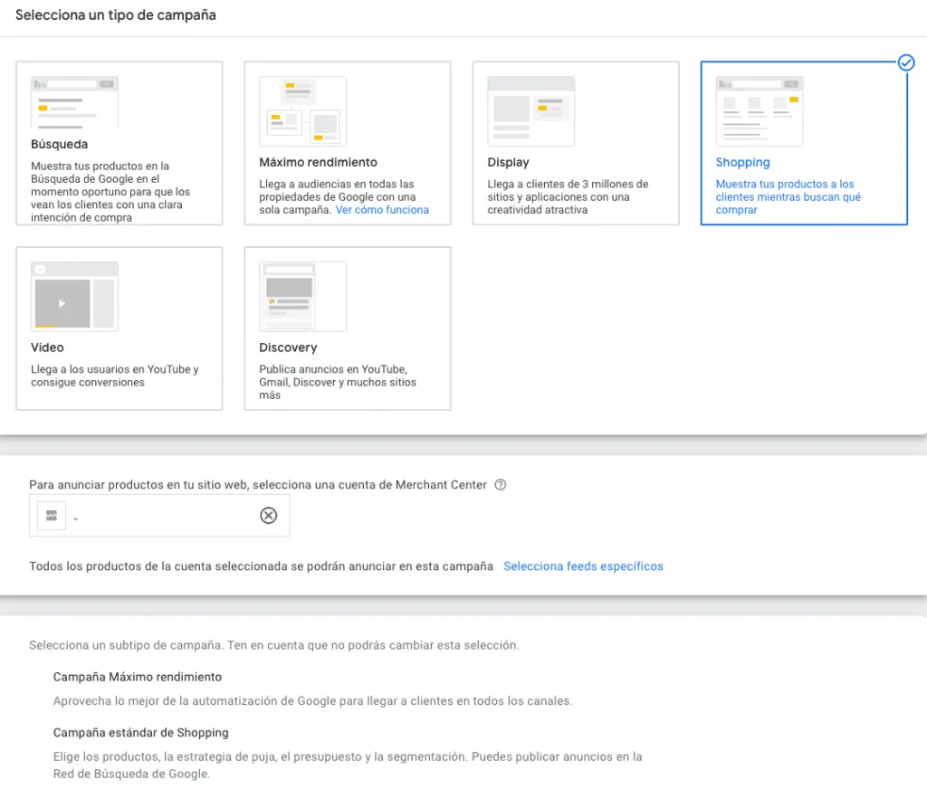 Campañas shopping con PMAX