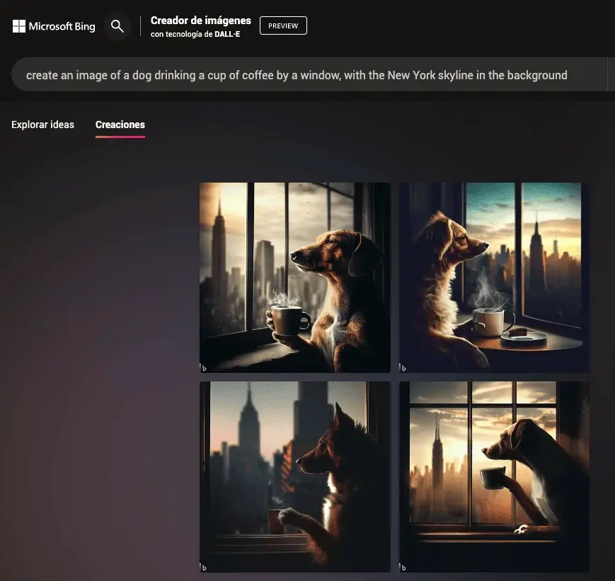 Herramienta de inteligencia artificial para crear imágenes - Bing