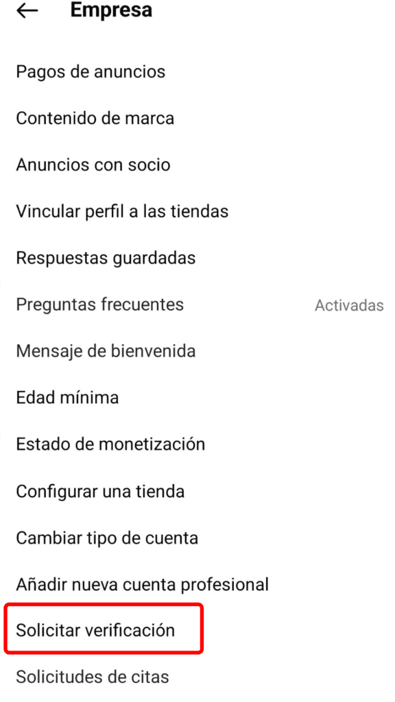 Verificar cuenta de Facebook e Instagram - Solicitar verificación