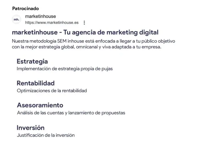 ejemplo de un anuncio en google como posicionamiento sem