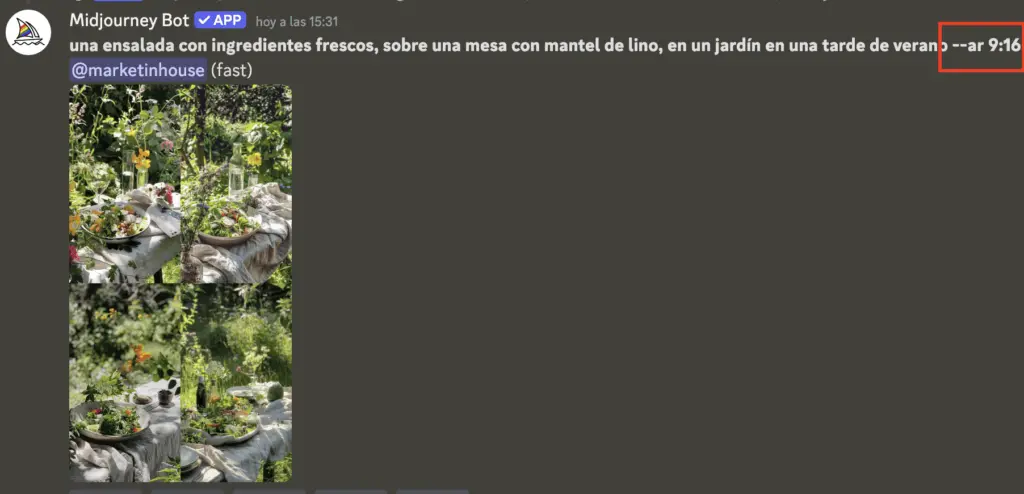 Cómo usar midjourney: aplicando relación de aspecto a una imagen